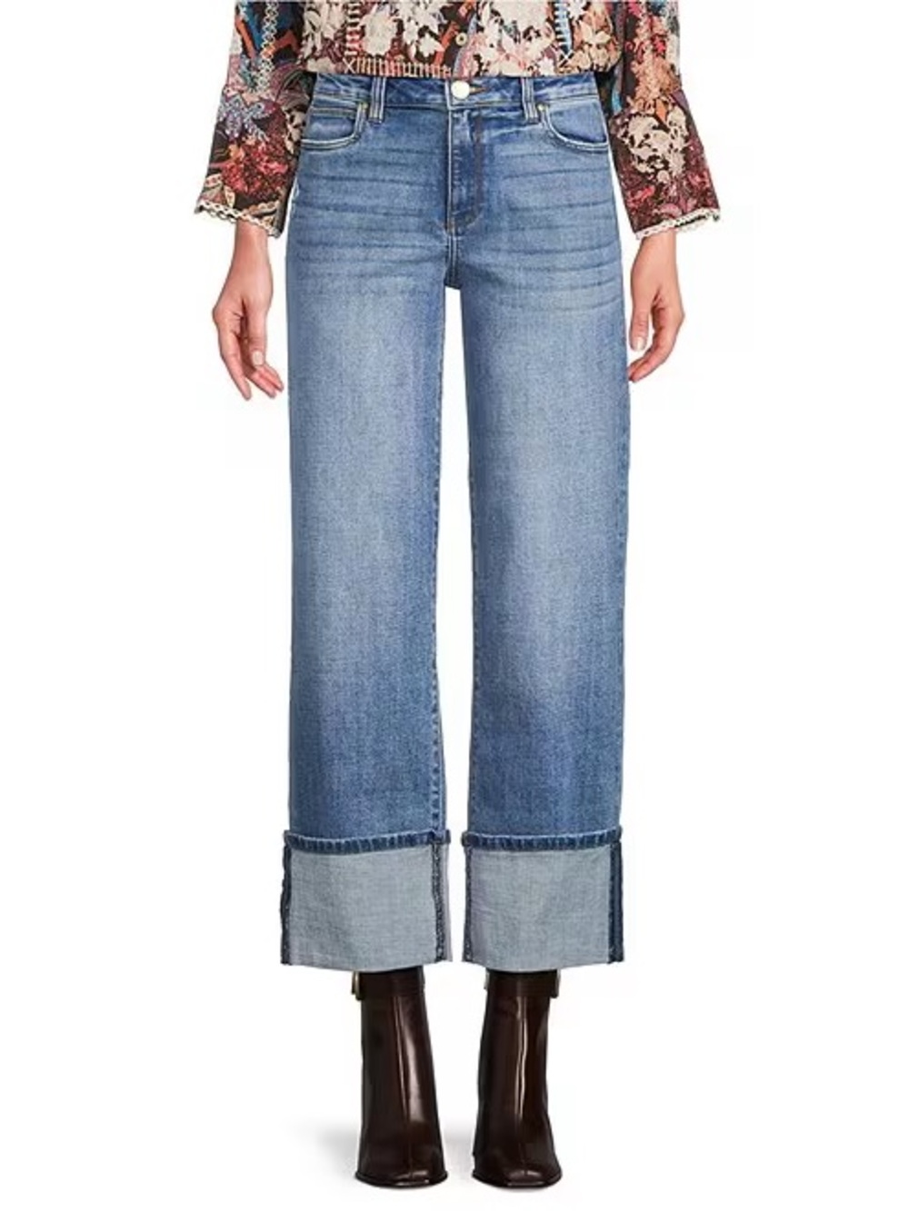 Kut From the Kloth Petite Sienna High Rise Wide Leg Denim Jeans Roll Up 10P